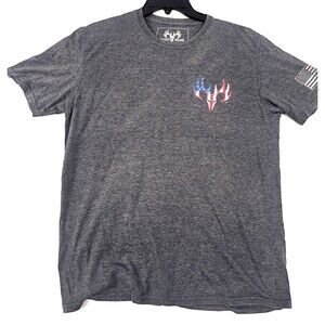 Buck Wear Men’s Large Dark Gray Patriotic Freedom T‑Shirt Dog Silhouette US Flag